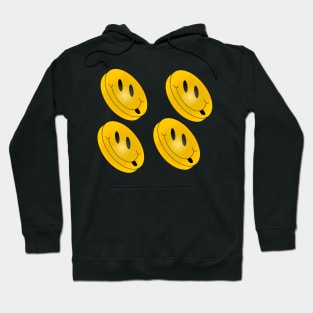 Four happy Emojis smiling. Smiling retro emoticon. Number four is the lucky number. Hoodie